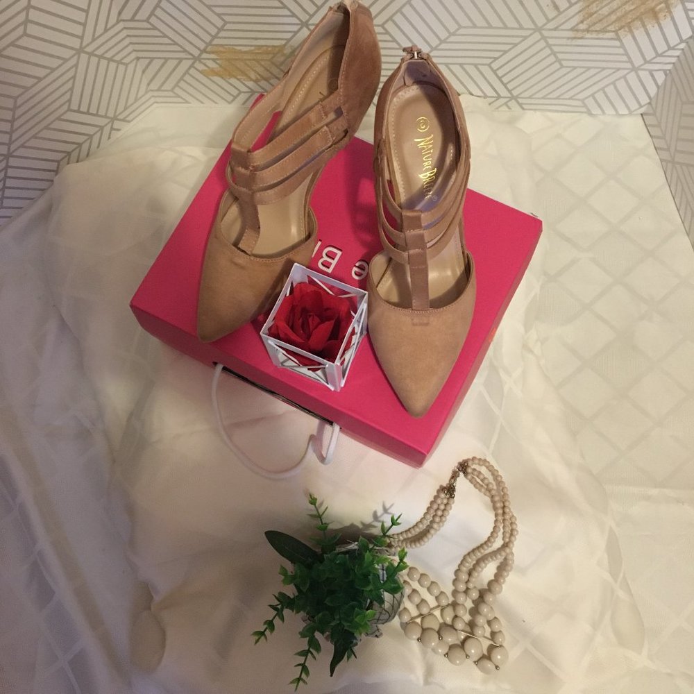 4Inch Tan Suede Heels size 8